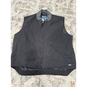 Walls Workwear Mens XL Black Cotton Duck Canvas Quilted Insulated Zip Up Vest